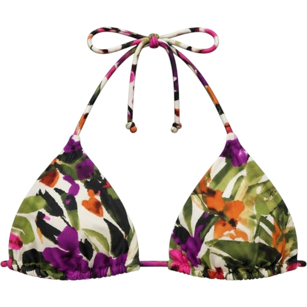 Shade & Shore Tropical Floral Triangle Bikini Top S NWT String Swim